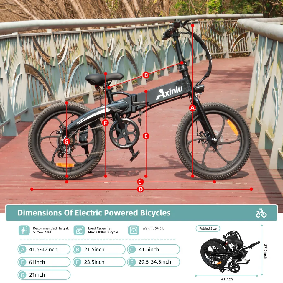 20" Folding Electric Bicycle 750W Fat Tire Commuting Mountain City E-bike Axiniu image 4