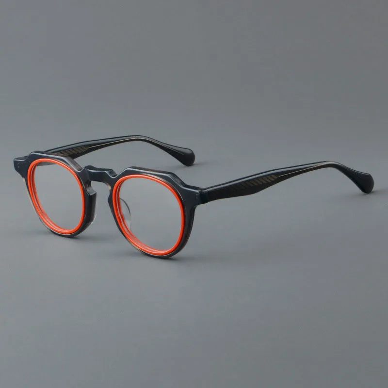 

Chic Black Red Blue Brown Grey Leopard Color Blocking Myopia Reading Glasses Frame Men Women Fashion Round Acetate Spectacles
