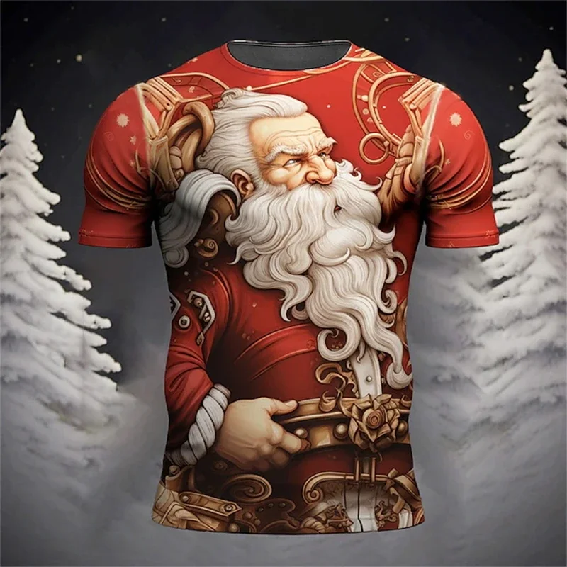 Christmas 3d Print T Shirt Fall Fashion Men's Clothing Christmas Graphic Short Sleeve Casual Oversized T-shirt Men Clothing Tee