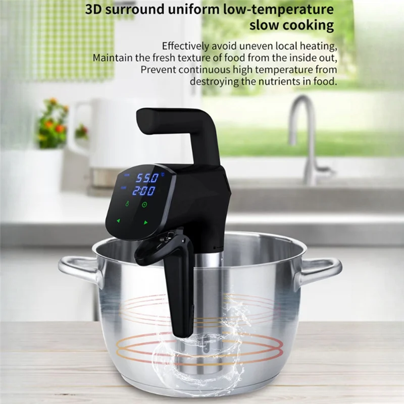 AC39-LCD Touch Digital Display Waterproof Smart Slow Cooker For Kitchen Cooking EU Plug