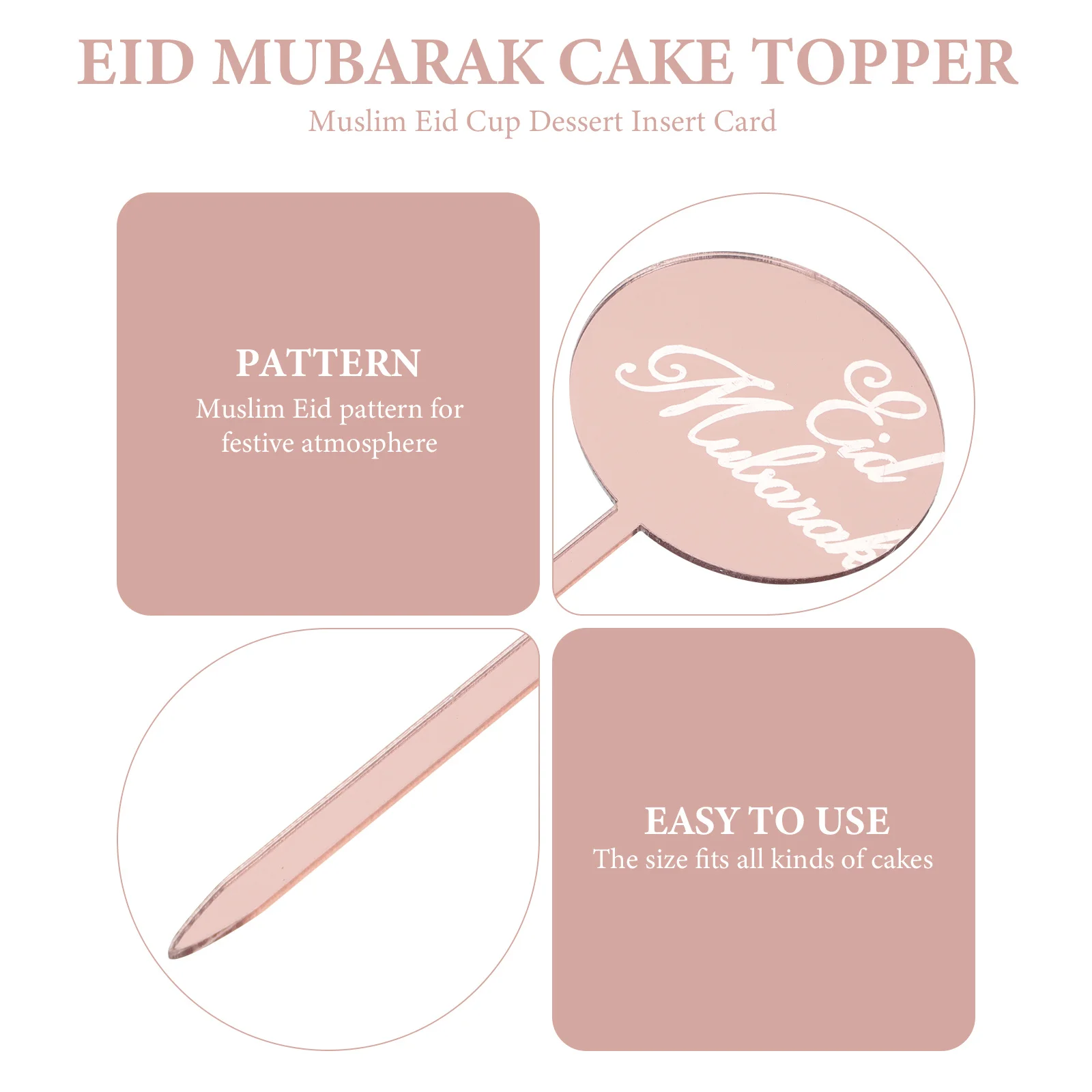 

24Pcs Eid Mubarak Cake Picks Creative Decorative Topper Party Baking Ornament Dessert Insert Cards Festival Supplies