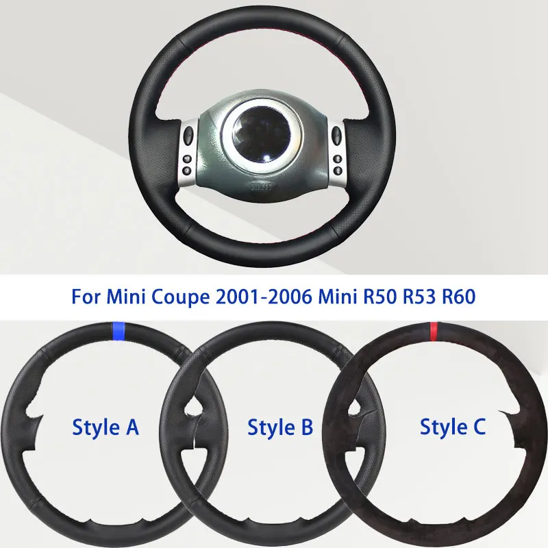 

Чехол на руль из черной микрофибры и синтетической кожи OEM для Mini Coupe 2001-2006, Mini R50, R53, R60 – Мягкая автомобильная накладка для улучшения хвата