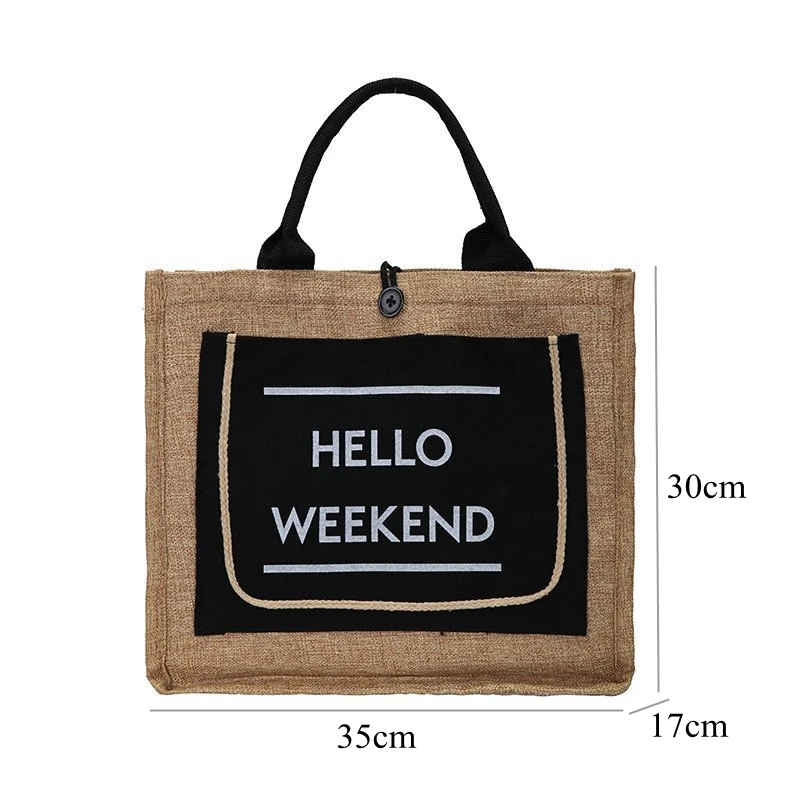 Vintage Women Shopping Bags Linen Shopper Tote Large Summer Beach Handbags Portable Eco High Capacity Shoulder Bag for Ladies