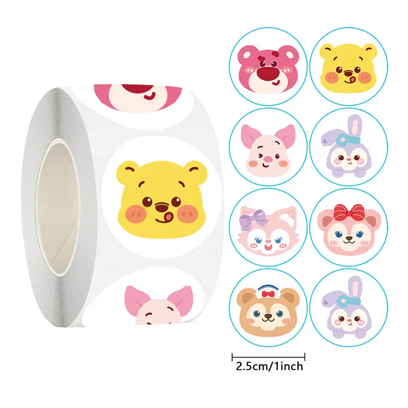 Children's Cartoon Sticker Roll Cute Inspirational Label Sealing Paste Cute Animal Adhesive Sticker School Supplies