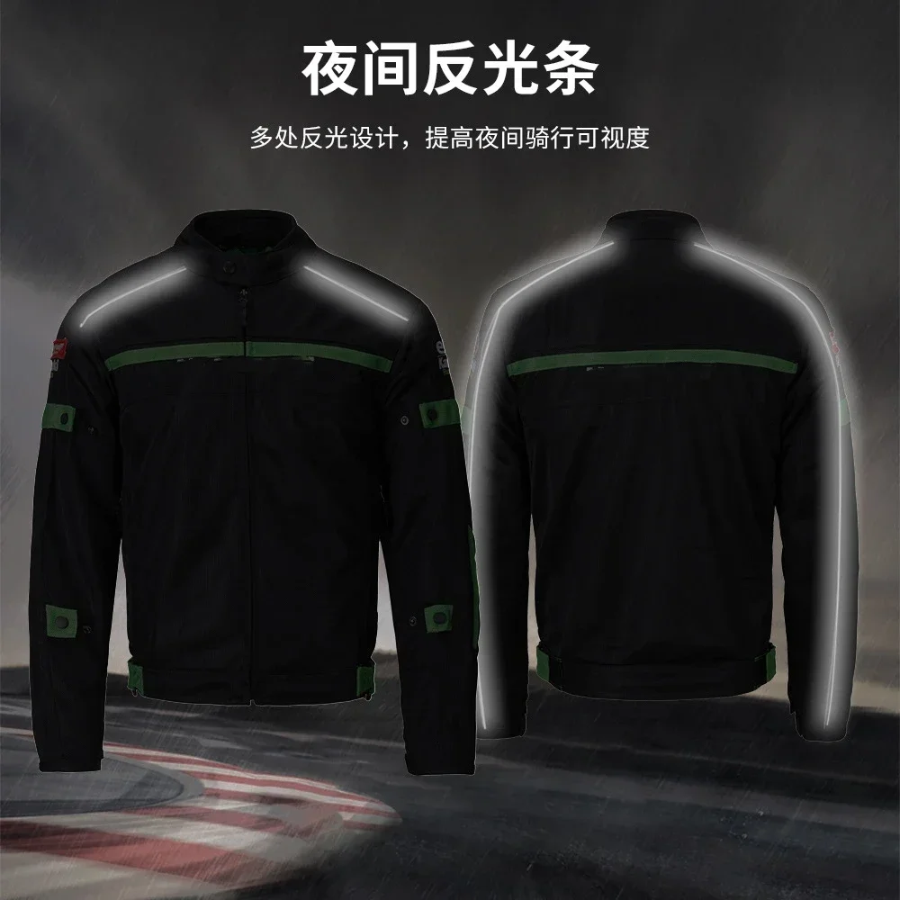 Summer motorcyle cycling jacket mesh protective reflective motorbike clothes anti-drop wear-resistant men riding suit