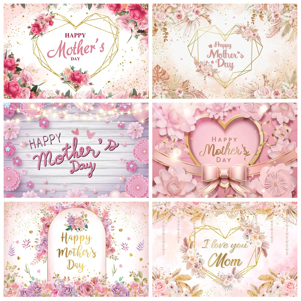 

Happy Mothers Day Backdrop Rose Flower Tulip March 8 Women's Day Mother's Day Anniversary Birthday Party Photography Background