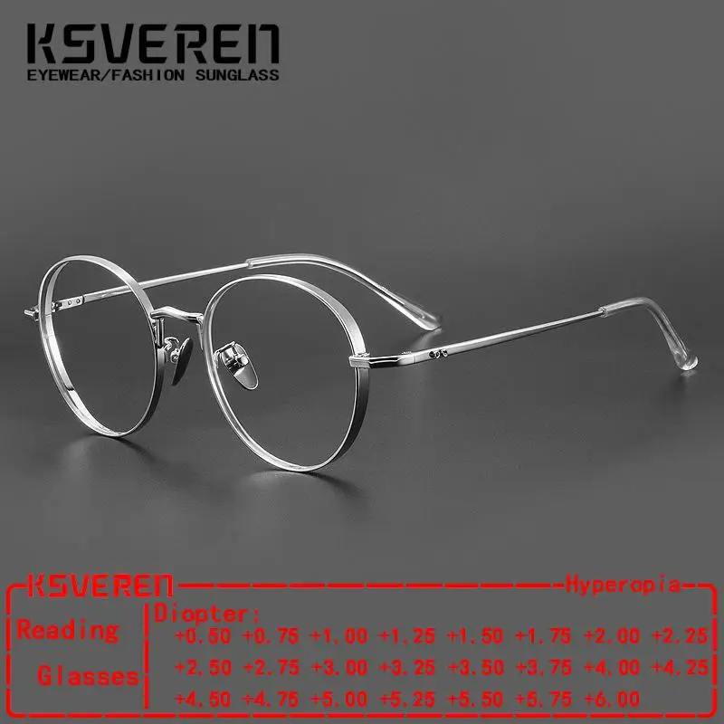 

Fashion Glasses Retro Luxury Pure Titanium Men Anti Blue Light Oval Reading Glasses Comfortable Prescription Eyewear Frame