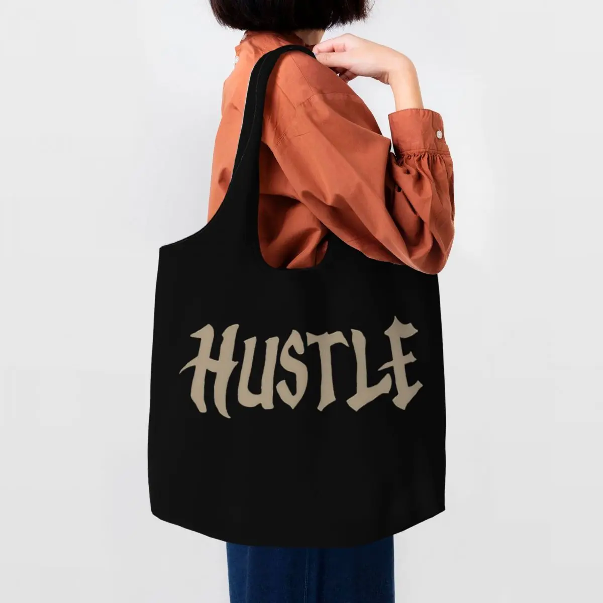 Embrace The Hustle Large Capacity Canvas Tote Bag Single Shoulder Work Commute Bag For Women Eco-Friendly Shopping Bag