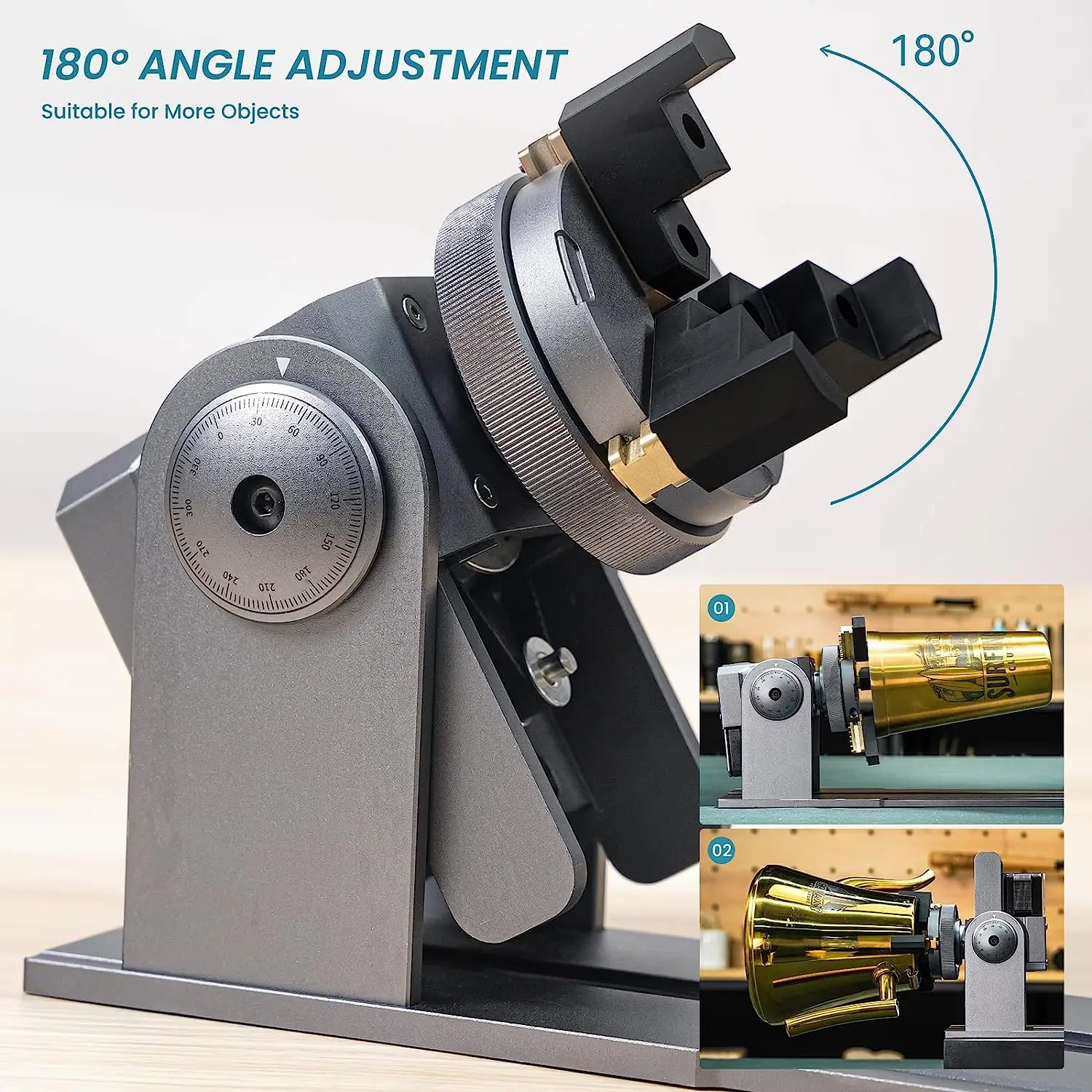 Atomstack R1 Laser Rotary Roller For Laser Engraving Machine 3-in-1 Y-Axis Claw Disc Roller With Risers For Cylindrical Objects
