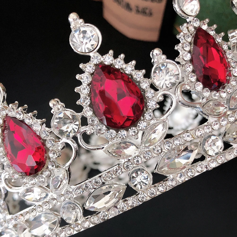 

Elegant Bride Crown Wedding Headdress Stylish Headwear For Women Party Prom Hair Ornament Accessories Fashion Crownsilver Red