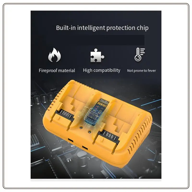 

Reliable-DCB102 Replacement For Dewalt Battery Charger Station Dual USB Port Battery Charger For Dewalt 12V/20V Battery Durable
