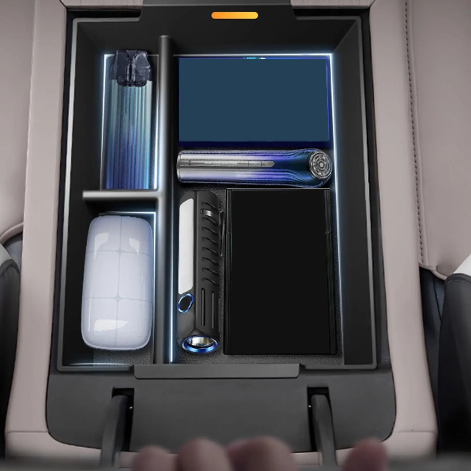 

Ящик для хранения центральной консоли, аксессуары, органайзер для фурнитуры, замена деталей, украшение, легко устанавливается, черный для Yuan Plus