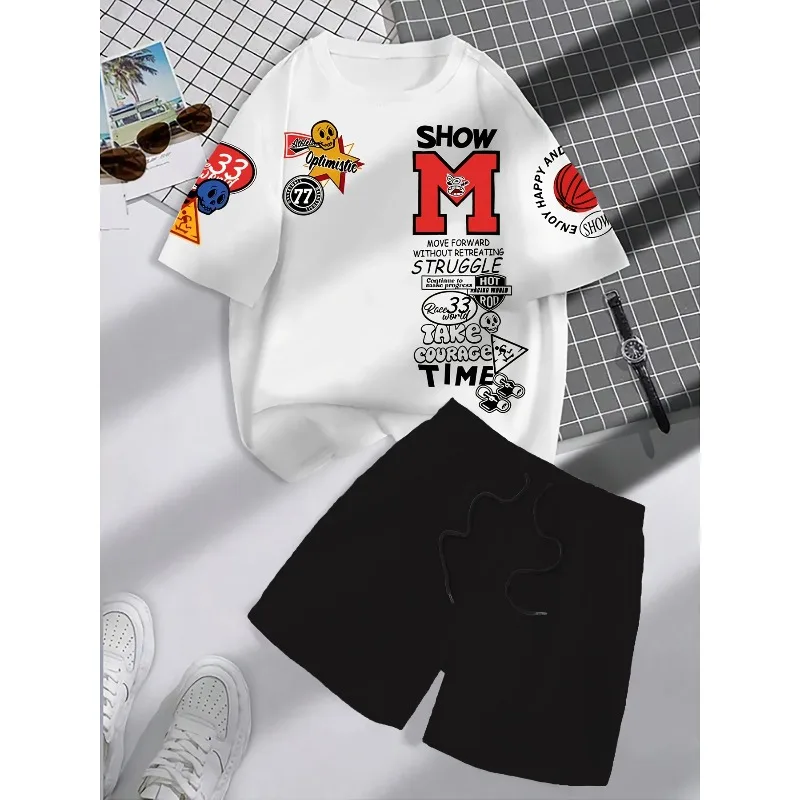 2025 Summer New Casual Fashion 3D Printed Soft Comfortable Lightweight Breathable Men's Short Sleeved Shorts Set