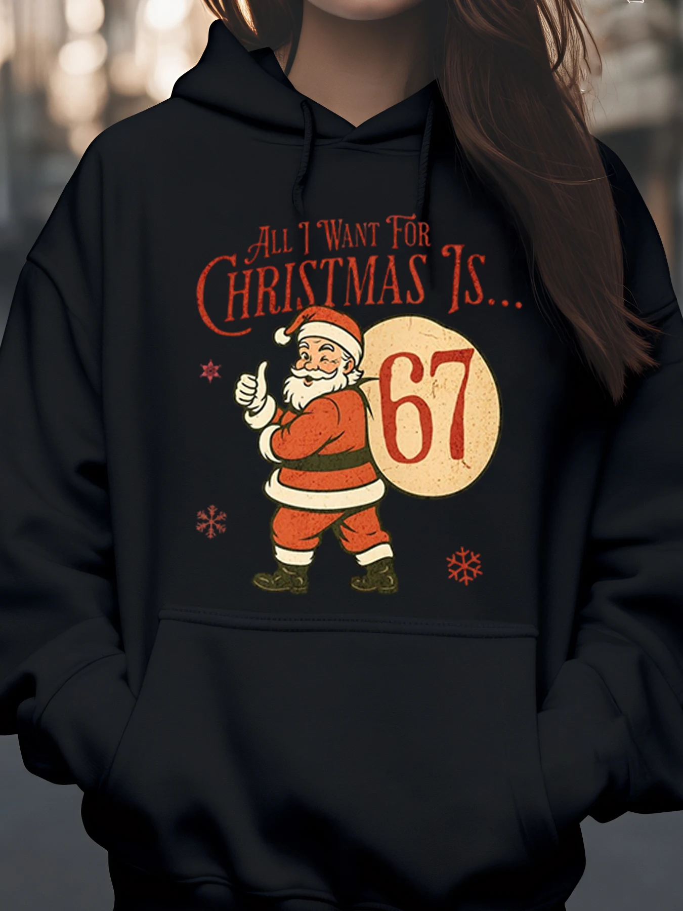 هوديي سانتا كلوز 67 مطبوع عليه عيد الميلاد هدية العيد للنساء والرجال