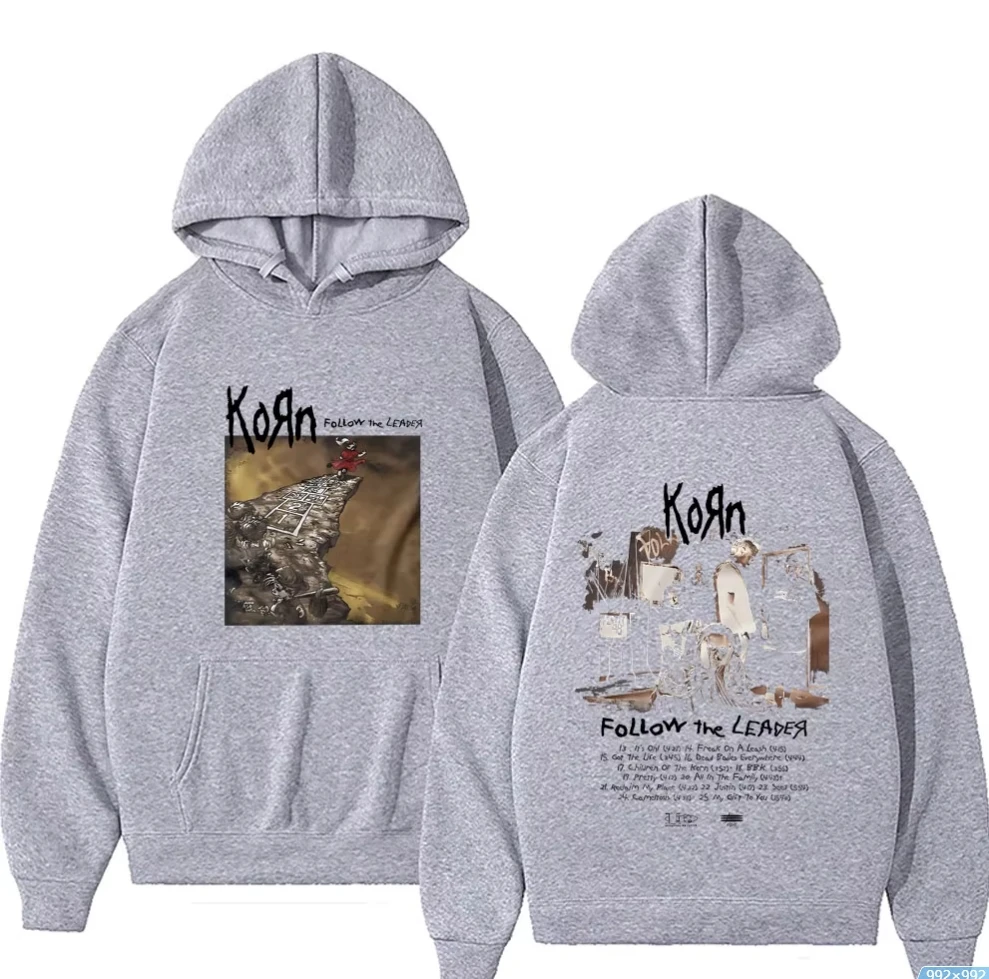 Rock Band Korn Follow The Leader Graphic Hoodie Men Women Gothic Tracksuit Male Oversized Hoodies Rare Nu Metal Music Pullover