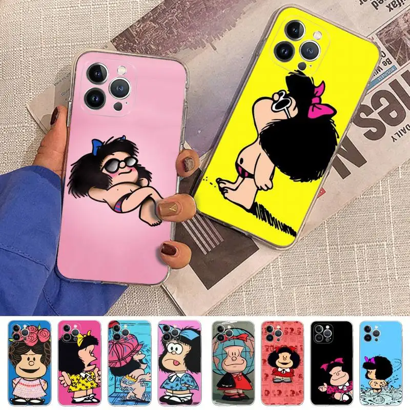 Cartoon Mafalda Phone Case Silicone Soft for iphone 14 13 12 11 Pro Mini XS MAX 8 7 6 Plus X XS XR Cover