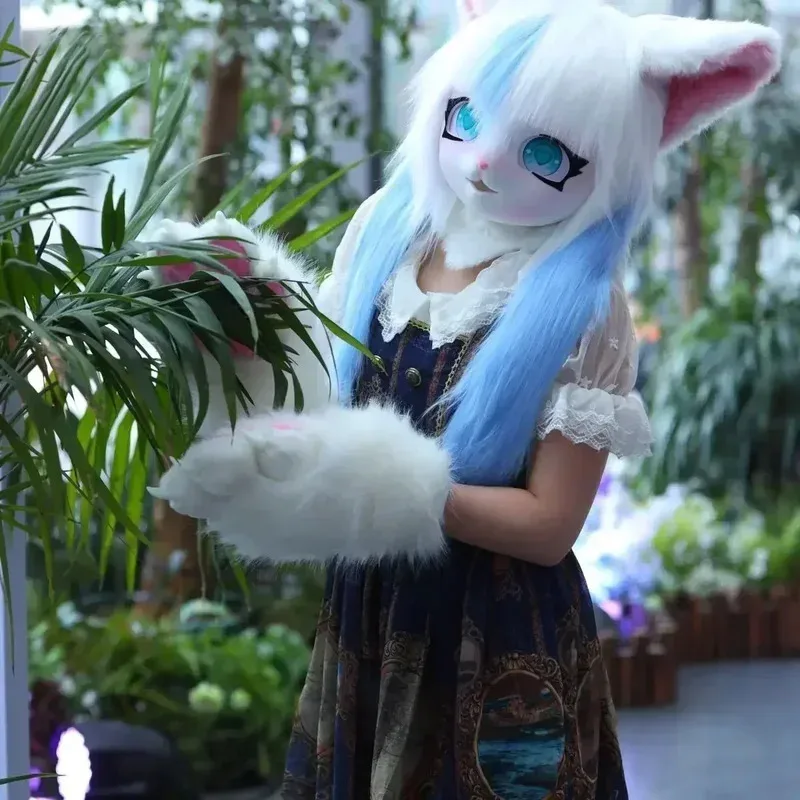 Меховой костюм, гарнитура кигуруми, пушистый костюм для косплея, пижама с хвостом, Comisetx, пушистая кукла, кот, костюм животного #   1 #     В.