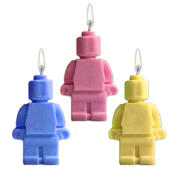 Robot Candle Silicone Mold Cube Block Doll Handmade Soap Plaster for Candle Making Tools Creative Home Decor Ornaments