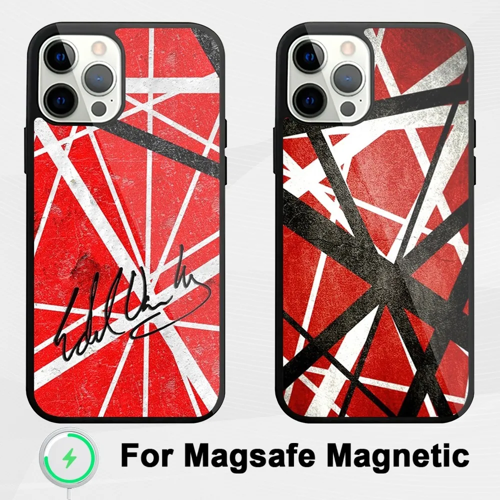 Guitar Eddie V-Van H-Halen Band Phone Case For iphone Pro 11 Max 13 Plus 12 14 Mini 15 Magsafe Magnetic Wireless Charging Shell