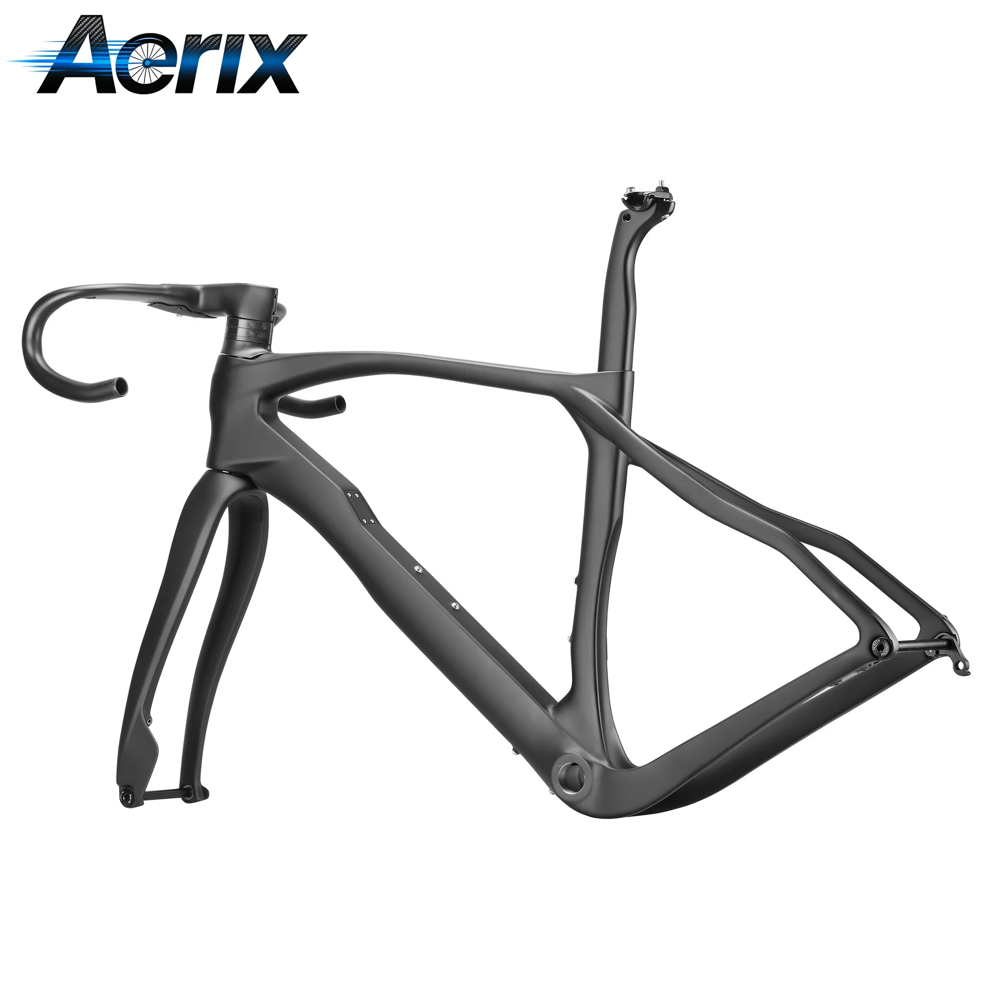 Toray T1100 UD Carbon Gravel Bike Frame with handlebar Custom Color & Logo Disc Brake BB386 Fits 700×45c Tires & Di2/Mechanical