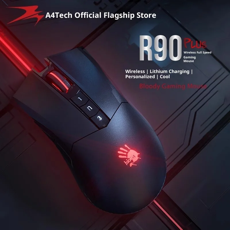 Bloody R90 PLUS Wireless Mouse E-sports Low Delay FPS Gaming Mouse Long Life Macro Programming Valorant PUBG Gifts