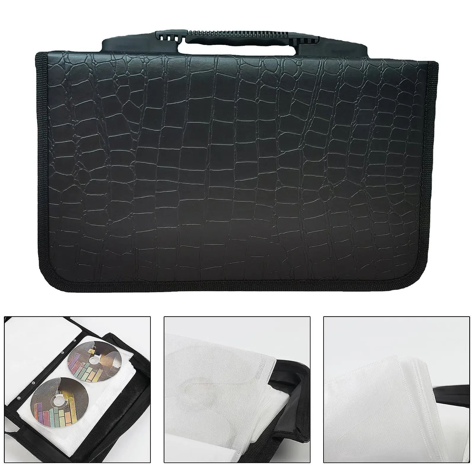 CD Case Portable CD Storage Wallet Bag Zipper Closure CD Holder for Office