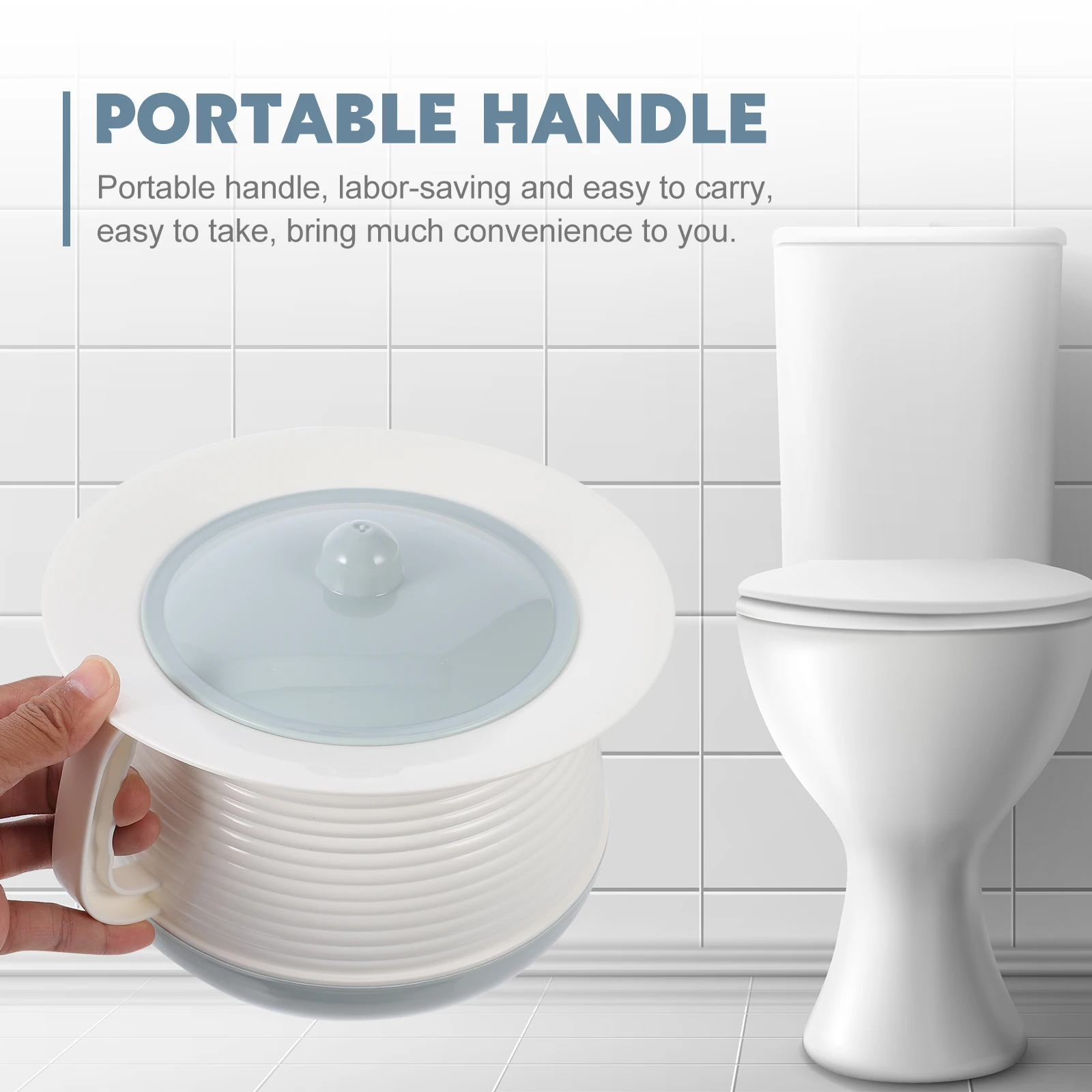 

1pc Thickened Chamber Pot With Handle Portable Urinal Bucket For Elderly Home Use Plastic Spittoon Lid Toilet