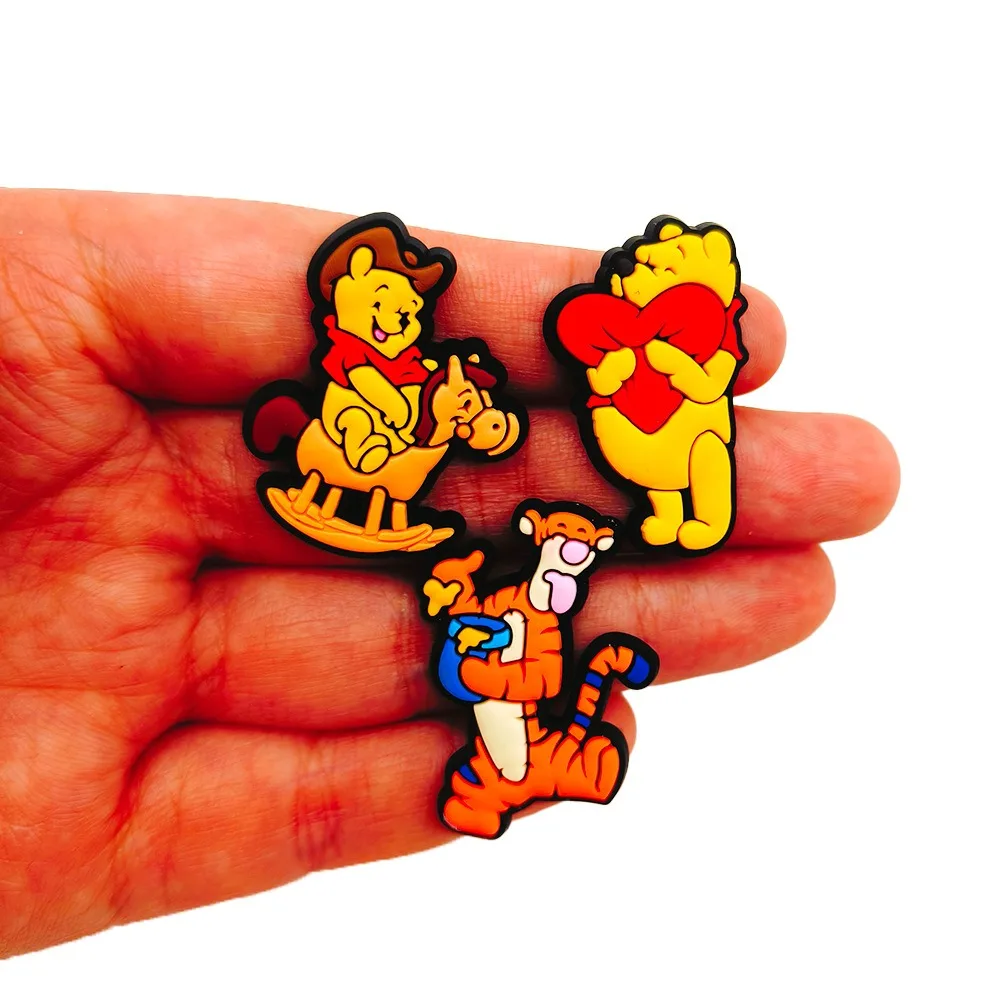 MINISO 1PCS Disney Winnie the Pooh Shoes Charm Clogs Sandals Accessories Pin Decoration Girls Kids Gifts