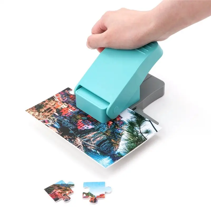 Maszyna do tworzenia puzzli ALIM-DIY z 10 kartonami piankowymi z klejem 12,7x8 cm, narzędzie do dziurkowania papieru na puzzle.