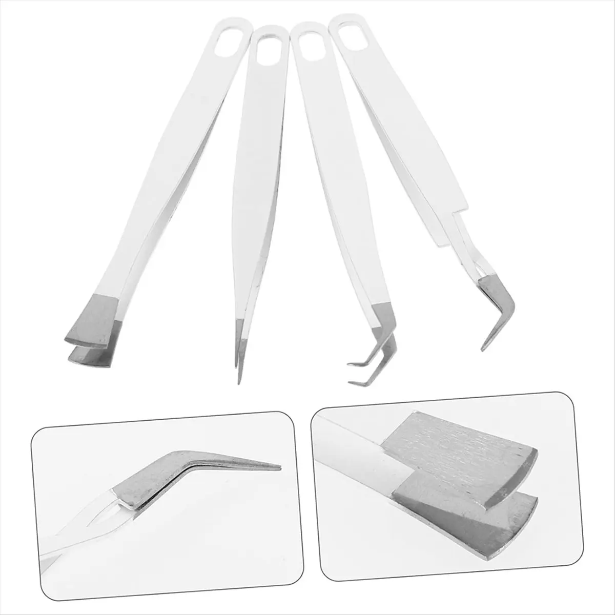 4Pcs Stainless Steel Tweezers Set for Crafting, Makeup, Jewelry, and DIY Projects