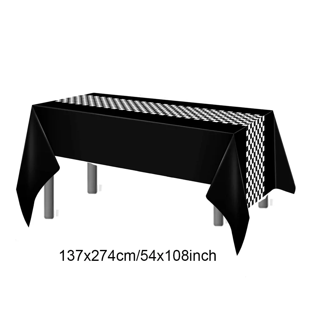 1/2/3pack Racing Car Plastic Tablecloth Black and White Checkered Flag Table Cover Racetrack Tablecloth Racing Party Decorations