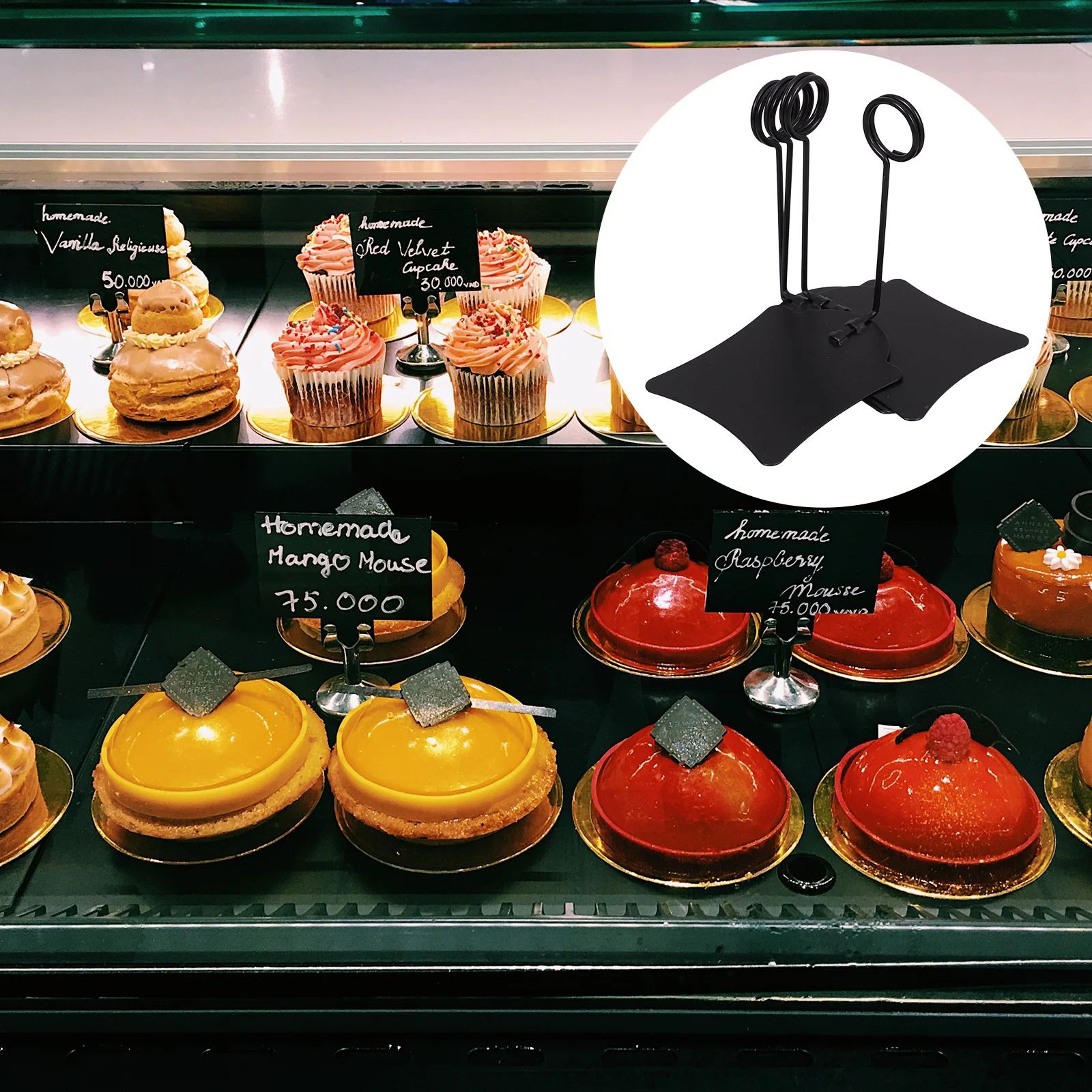 

4Pcs Price Tag Clips Iron Metal Label Holder Sturdy Sign Display Stand for Supermarket Food Sign Desk Menu Retail Use