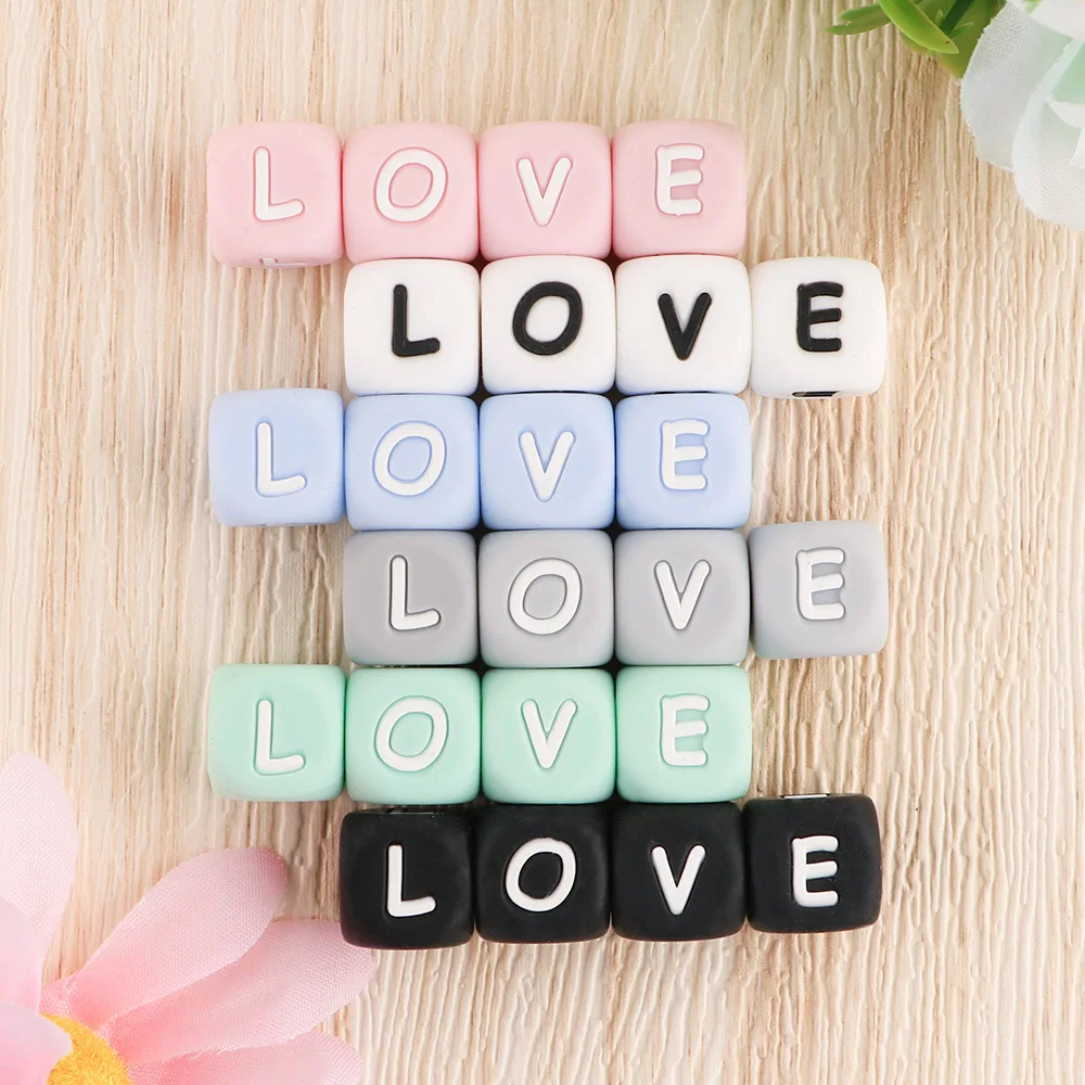 Kovict 10pcs 12mm English Alphabet Silicone Letters Beads DIY Necklace For Jewelry Making Personalize Accessories