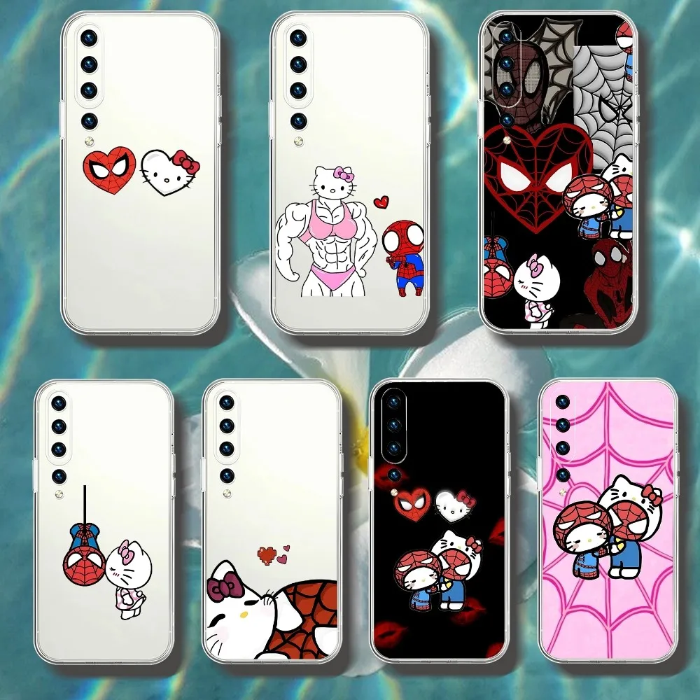 S-SPIDER MAN AND HELLO KITTY Phone Case For Xiaomi 11 Redmi Note 11 5G 8T 9A 9 10T Note8Pro Note9 12SUltra Transparent Case