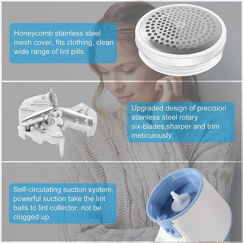 Removedor de pelusa eléctrico, removedor de pelusa de tela, removedor de bolas de ropa, removedor de pelusa recargable con Cable de carga USB