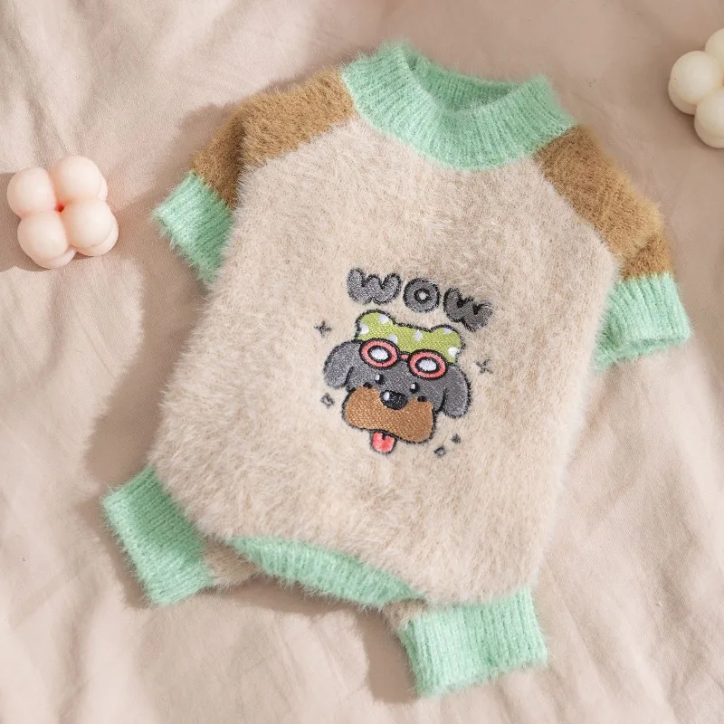 

Autumn Winter Four Legs Dog Sweater Warm Fleece Knit Jumpsuit For Small Dogs Teddy Poodle Bichon Chihuahua Pup Clothes Soft Cozy