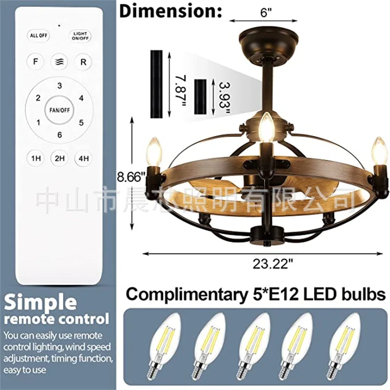 Imagem -06 - Luz Invisível para Sala de Estar Ventilador Invisível para Sala de Jantar Minimalista e Criativo Lustre Retro Nórdico Retro e Criativo