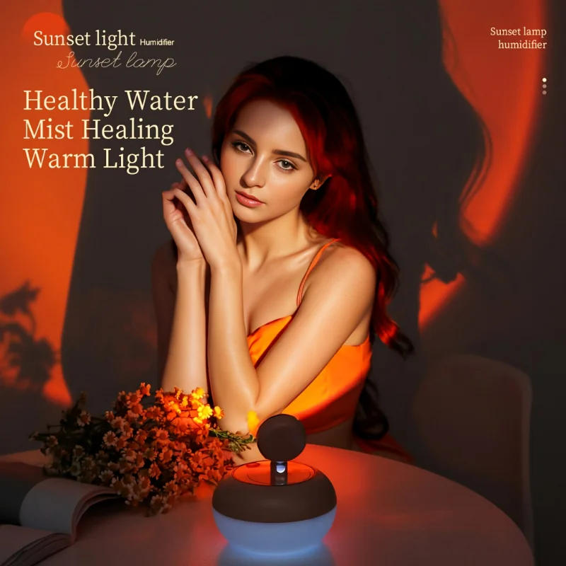 1pc, Sunset Lamp Humidifier,  Bedroom Water Replenisher Desktop Creative Atmosphere Night Light Humidifier