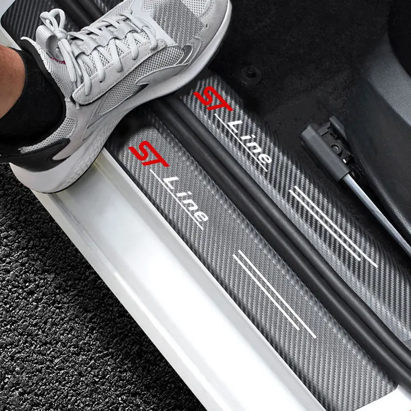 Leather Car Door Sill Plate Protector Stickers for Ford ST-line Focus 2 3 Mondeo Ecosport Kuga Mk4 Fiesta Mk3 Accessories