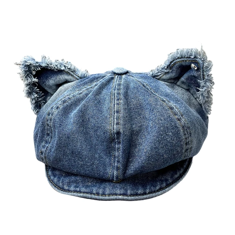 Chapeau à huit angles avec bordure amusante audition chat, plan en coton lisse, ajout extérieur