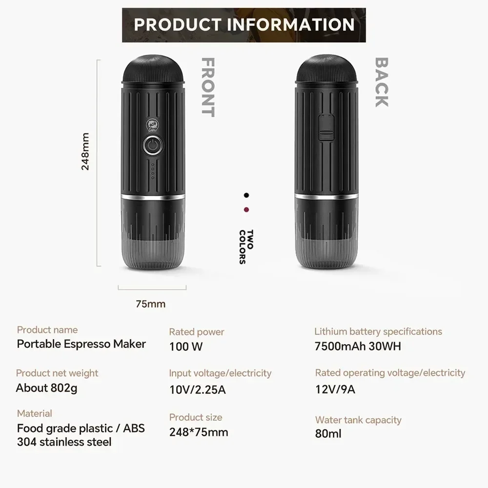 แบบพกพาชาร์จกาแฟไฟฟ้า Espresso Maker Nexpresso Pod แคปซูลผงกาแฟ Icafilas Travel Type_C