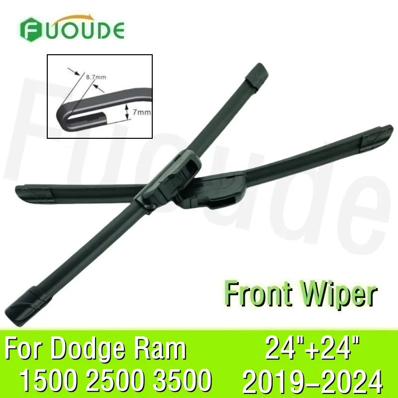 

Wiper Blade For Dodge Ram 1500 2500 3500 24"+24" Car Windshield Windscreen Rubber 2024 2023 2022 2021 2020 2019