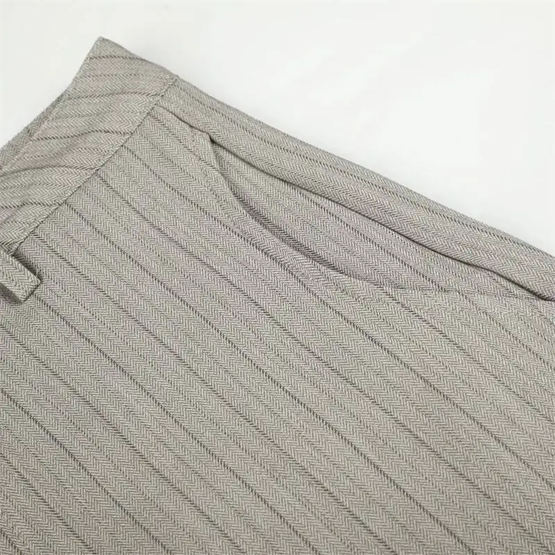 Vertical Old Money Striped Curved Banana Trousers For Men High Waist Loose Draped Wide Leg Formal Casual Suit Pants XYY1 - view 2