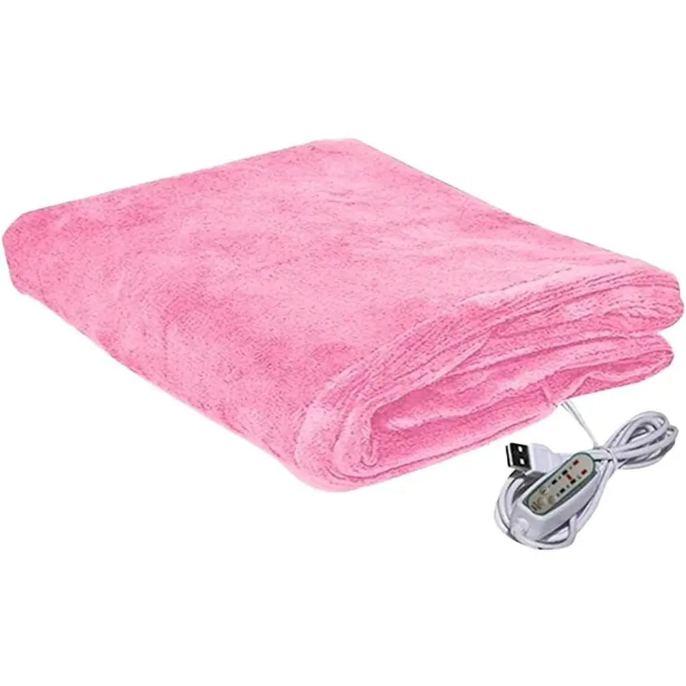 

Portable Flannel Electric Heated Blanket Soft 3 Heat Settings Heating Pad Keep Warm USB Heated Throw Over Blanket Home