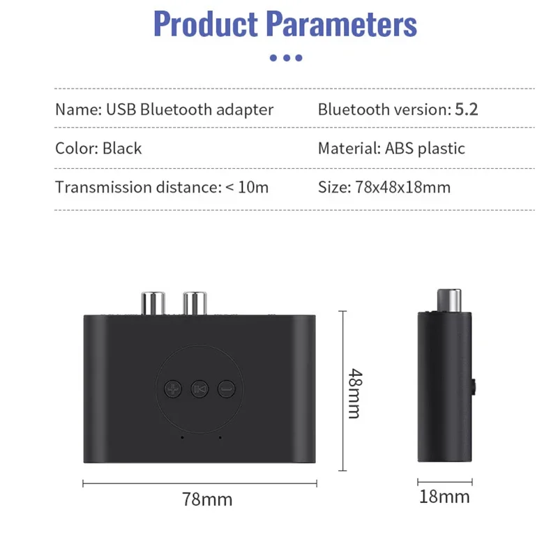 Bluetooth 5.2 Audio Receiver NFC U Disk RCA 3.5mm AUX USB Stereo Music Wireless Adapter With Mic For Car Kit Speaker Amplifier