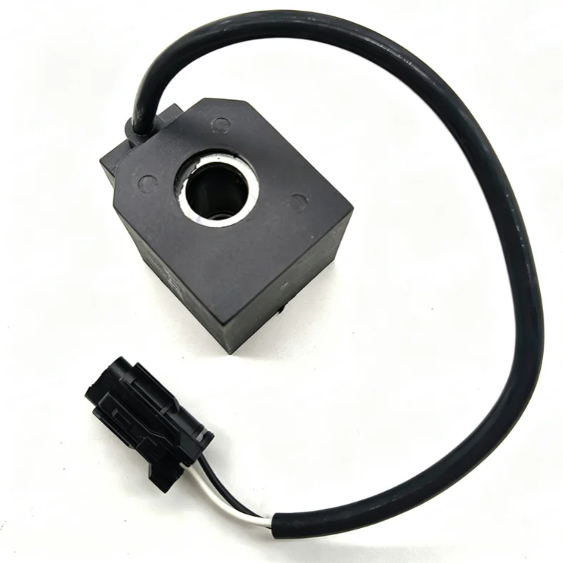 For Pilot Solenoid Coil For Hyundai For Excavator For R200 R210 R220-5 Safety Lock Valve 12V 24V Hydraulic Parts Black Aluminum