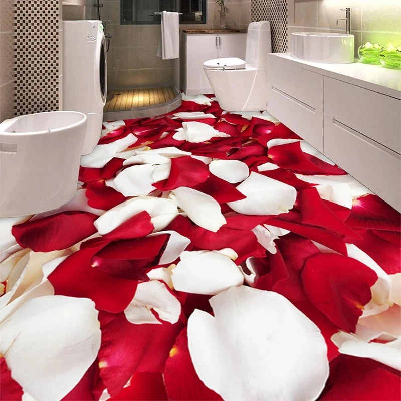 カスタマイズされた写真ロマンチックなファッションバラの花びら-3d-床壁画壁紙バスルーム寝室ノンスリップウェアリビングルームレストラン-8d