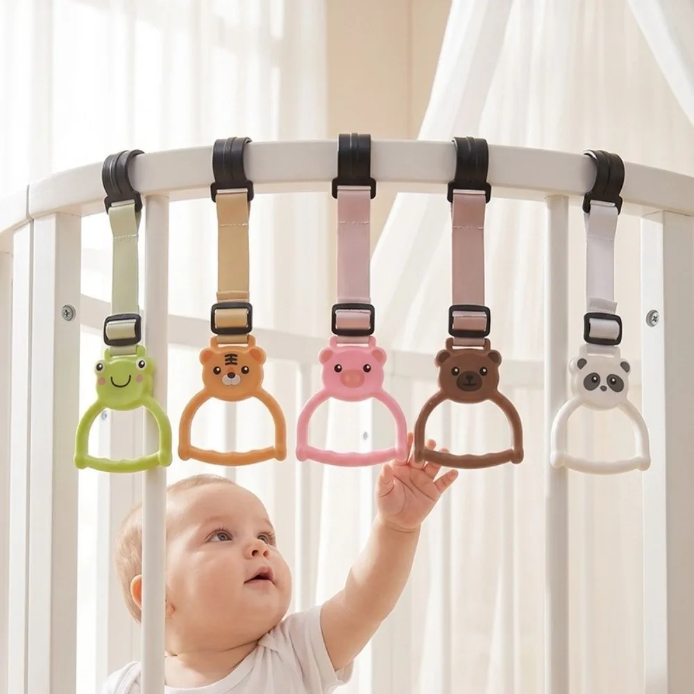 Sturdy Rope Baby Pull Up Rings Dangling Cartoon Animal Shape Baby Crib Pull Rings Safety Training Pull Up Trainer