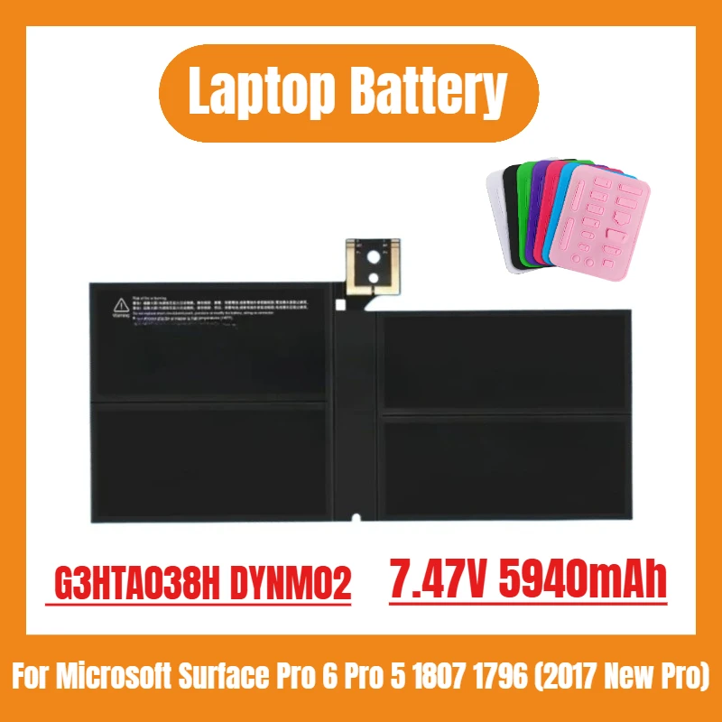 

Для Microsoft Surface Pro 6 Pro 5 1807 1796 (2017 New Pro) 7,47 В 5940 мАч Новый аккумулятор для ноутбука G3HTA038H DYNM02