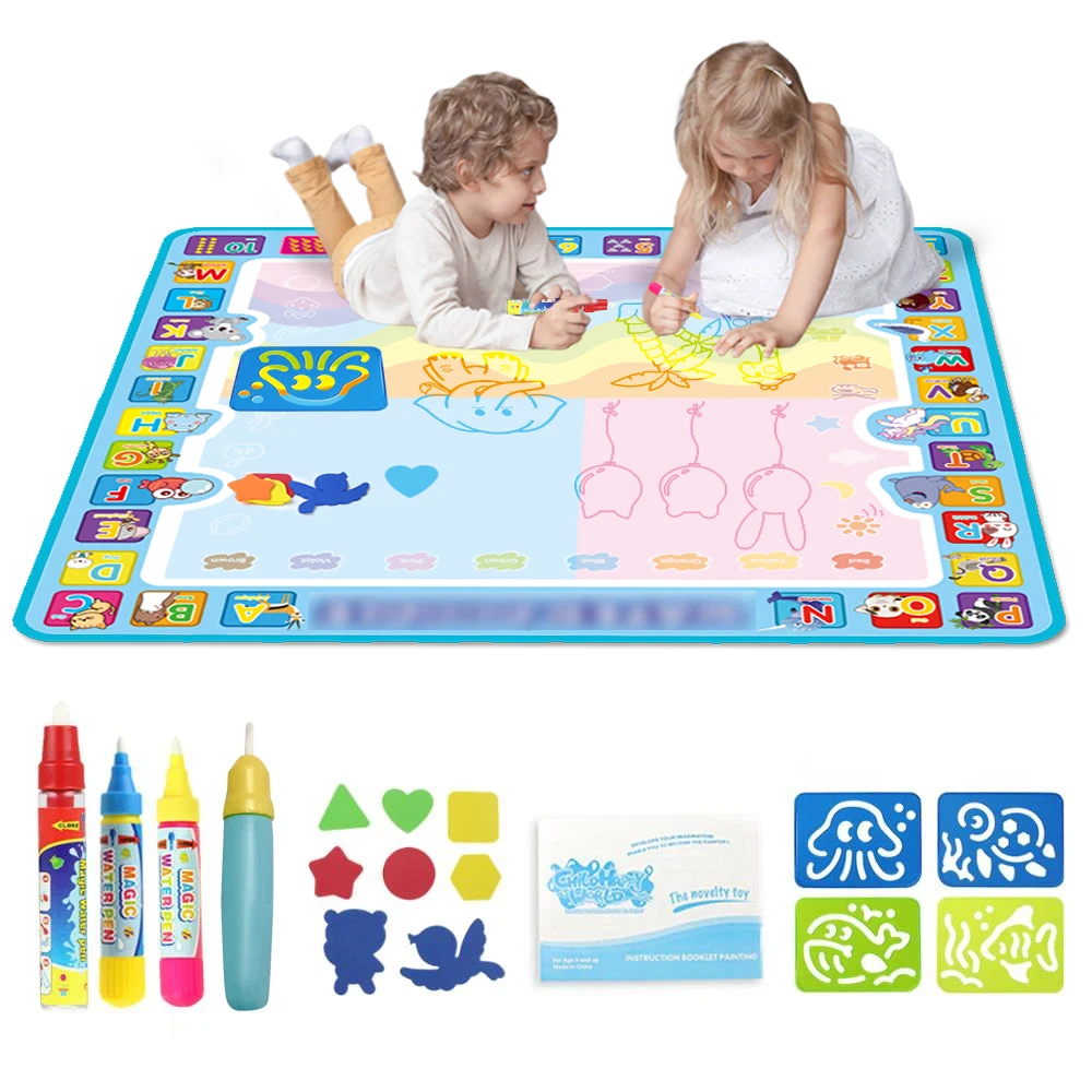 Kids Coloring Doodle Mat Magic Water Drawing Mat with Magic Pens Montessori Toys Painting Board Educational Toys for Kids Gifts